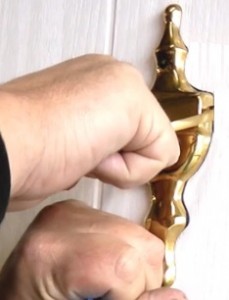 6. pull the knocker to make sure its in place